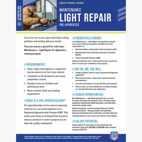 JBCPS F CTT Maintenance Light Repair Pre App w 1