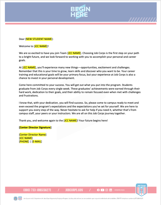Center Welcome Letter (1)